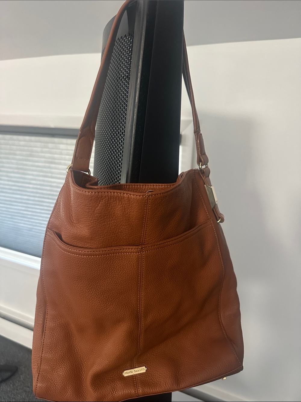 Vince Camuto Cognac Brown Leather Shoulder Bag